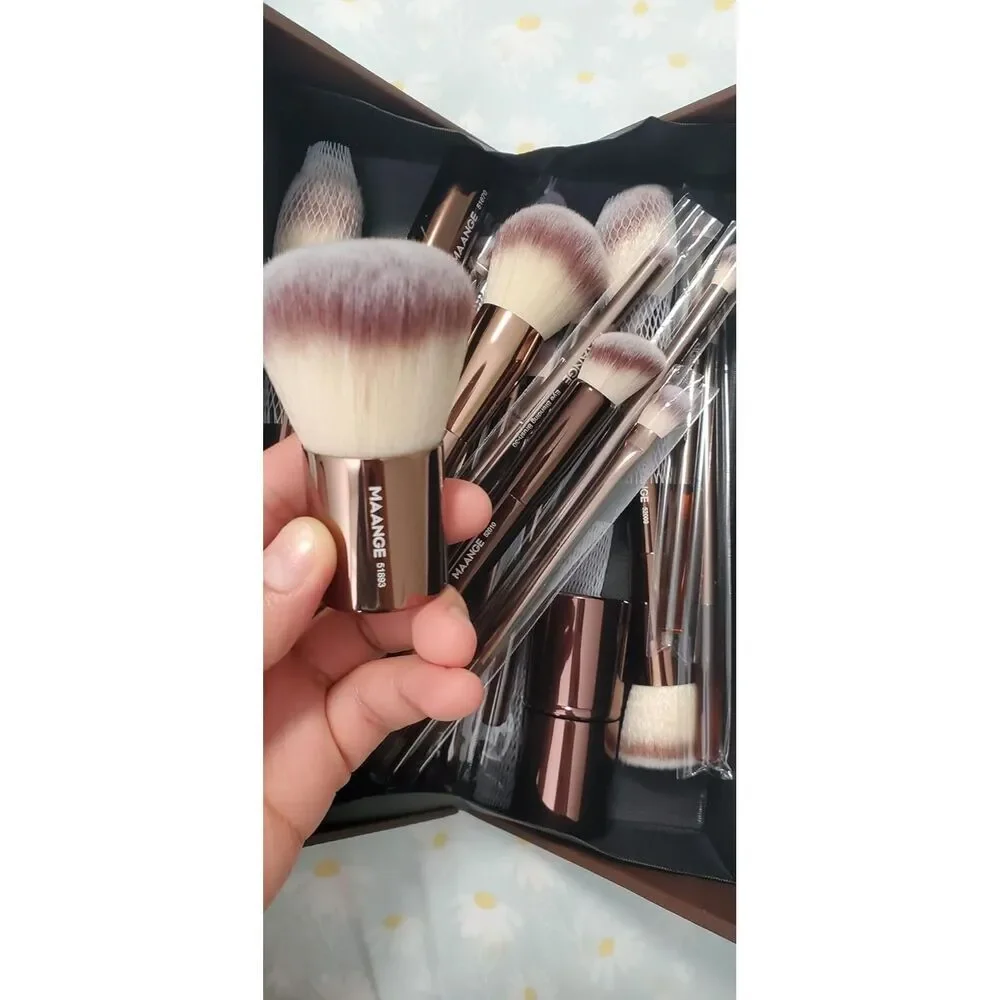 Maange 20 Pcs Brown Double-End Multi-functional Makeup Brushes With Gift Box